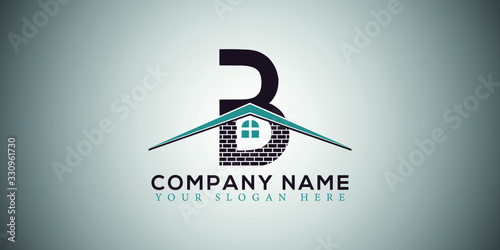 B real estate home construction letter logo design vector