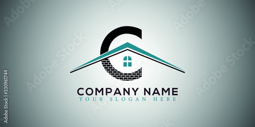 C real estate home construction letter logo design vector