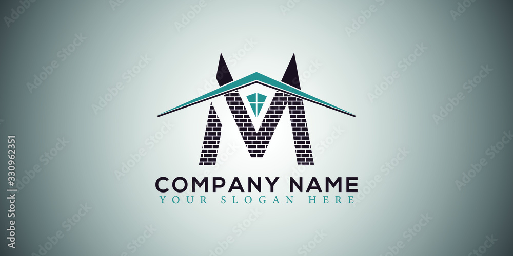 M real estate home construction letter logo design vector Stock Vector ...