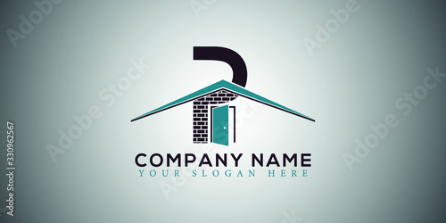 P real estate home construction letter logo design vector