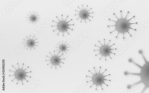 Stylized contagious corona viruses spreading infectious disease