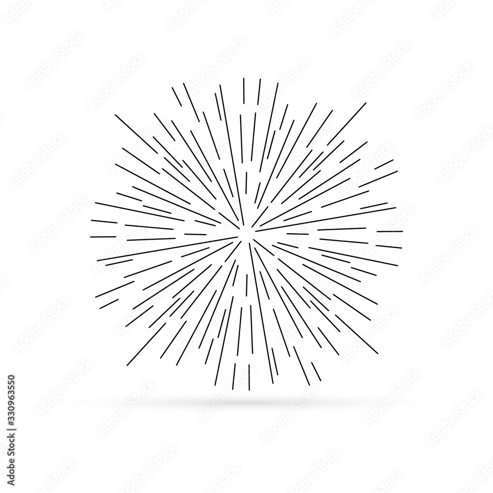 outline black ray icon isolated on white, doodle burst, sketch vector stock illustration outline black ray icon isolated on white, doodle burst, sketch vector stock illustration