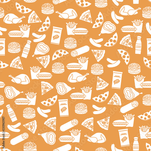Seamless Pattern Fast Food Snack Picnic Unhealthy