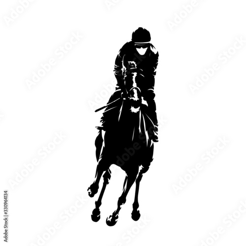Naklejka Horse racing, equestrian. Isolated ink drawing. Abstract vector silhouette
