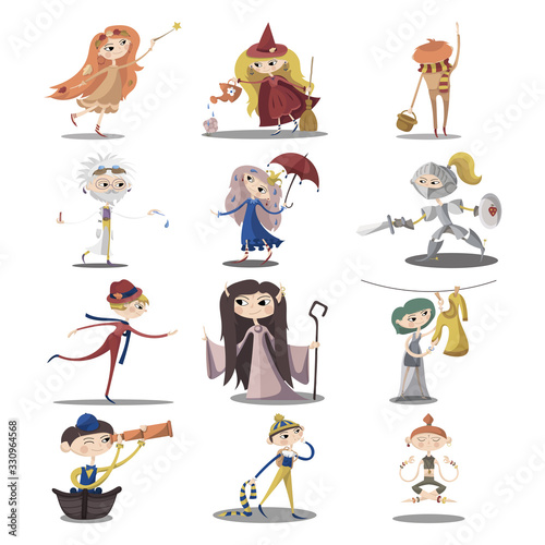 Set of chsrscters in cartoon style.