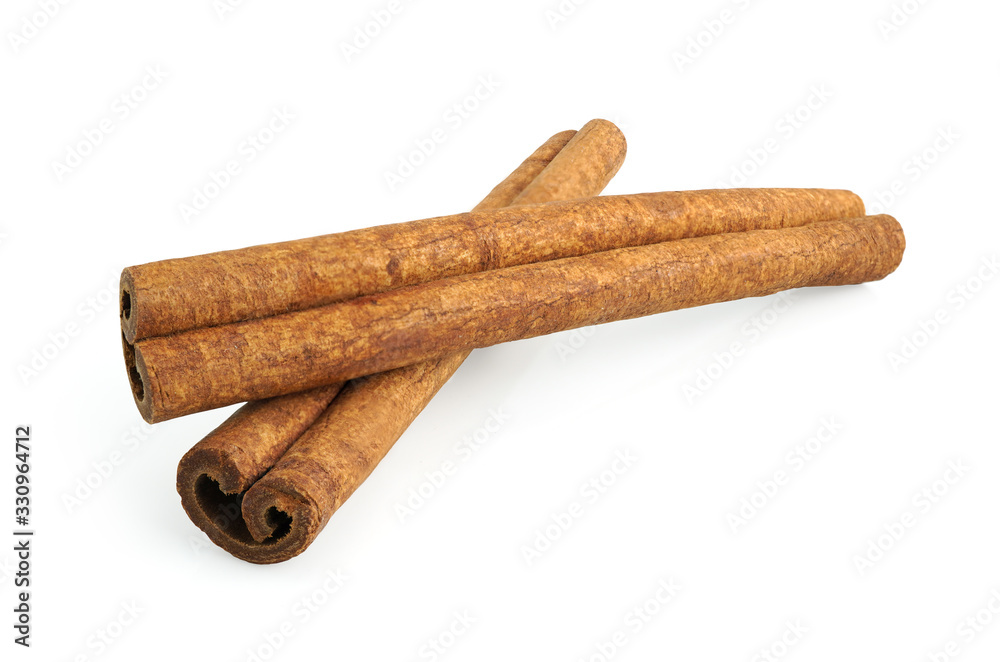 Cinnamon sticks isolated on white background with clipping path.
