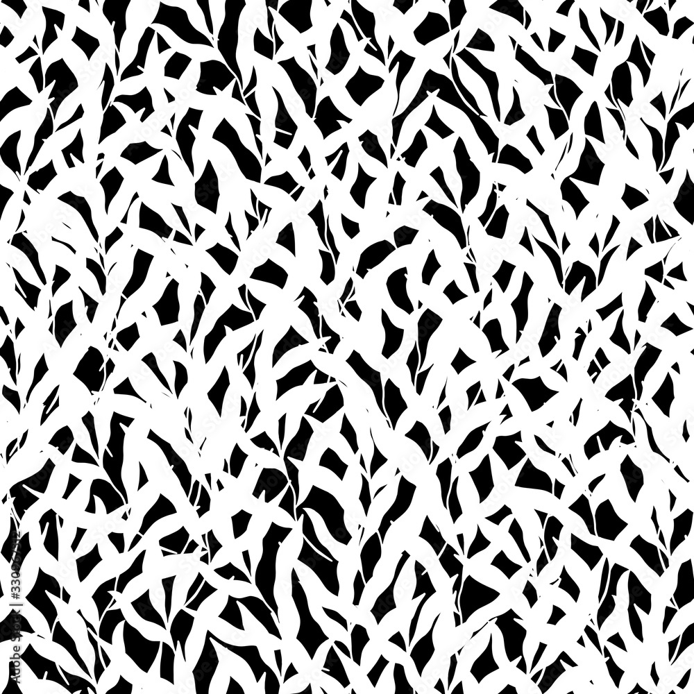 hand-drawn abstract black and white seamless pattern with leaves hand-drawn abstract black and white seamless pattern with leaves