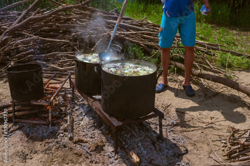 Cooking on a fire. photo