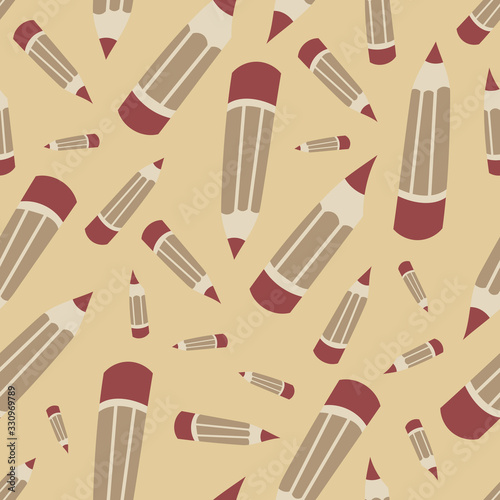 Pattern with pencils in cartoon style.
