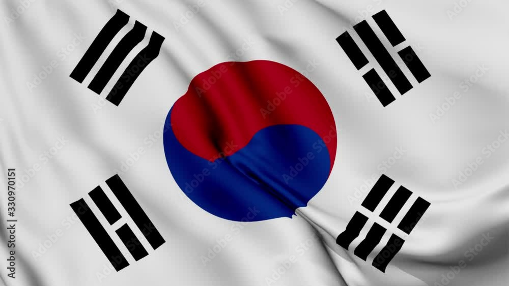 south Korea flag is waving 3D animation. Korean flag waving in the wind. National flag of Korea . flag seamless loop animation. 4K south Korea flag is waving 3D animation. Korean flag waving in the wind. National flag of Korea . flag seamless loop animation. 4K