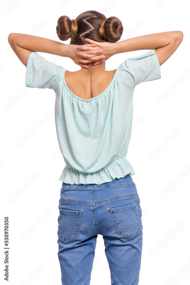 Φωτογραφία Rear view of portrait relaxing teen girl with hands behind head