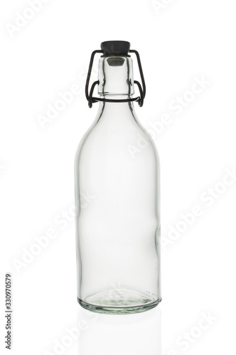Vintage bottle silhouette close up on white background