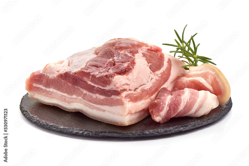 Belly pork meat, isolated on white background