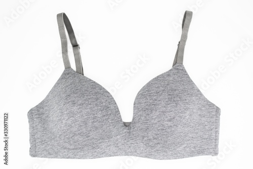 Simple grey bra on a white background photo