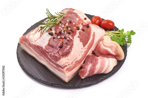 Belly pork meat, isolated on white background