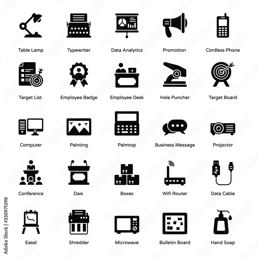 Business and Workplace Solid Icons Pack 