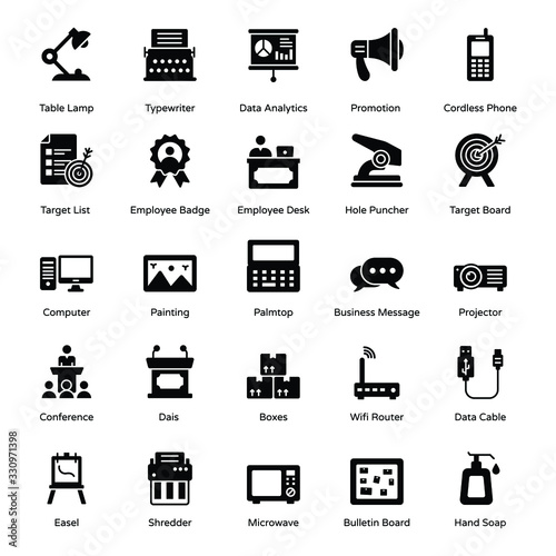 Business and Workplace Solid Icons Pack 