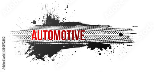 Tire track, vector illustration, grunge.
