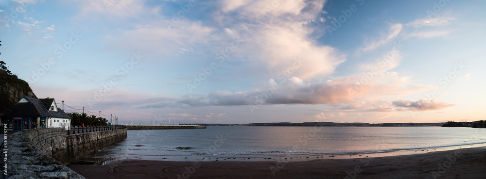 Panorama of Torquay in the sunset time