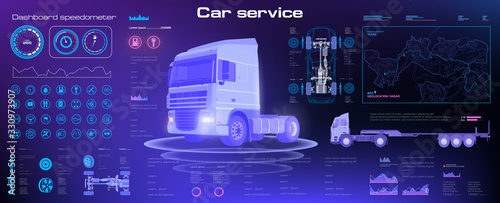 Diagnostics of the state of the truck chassis and the entire electronic control system. Analysis and diagnostics autonomous smart truck. Unmanned truck control system