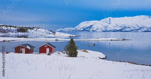 Norway winter landscape. Beautiful polar landscape