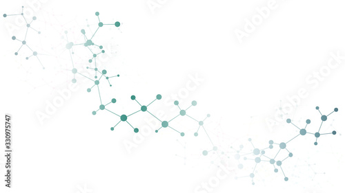 Structure molecule and communication. Dna, atom, neurons. Scientific concept for your design. Connected lines with dots. Medical, technology, chemistry, science background. Vector illustration. © cofficevit