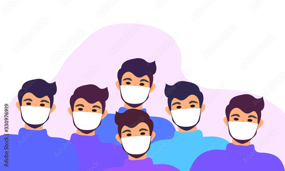 Masked people, crowds, virus protection. Coronavirus concept. flat style icon. Isolated on a white background. Vector illustration Masked people, crowds, virus protection. Coronavirus concept. flat style icon. Isolated on a white background. Vector illustration