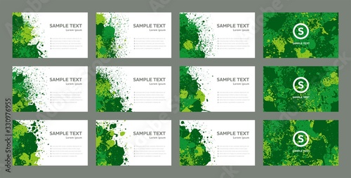 Splash ink banner set. Backgrounds for business card. Vector.飛び散ったインクのベクターセット