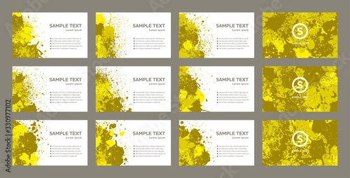 Splash ink banner set. Backgrounds for business card. Vector.飛び散ったインクのベクターセット