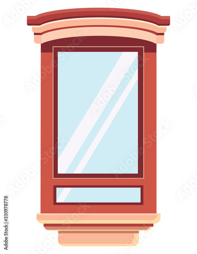 Vector window in cartoon style. Beautiful element of architecture.