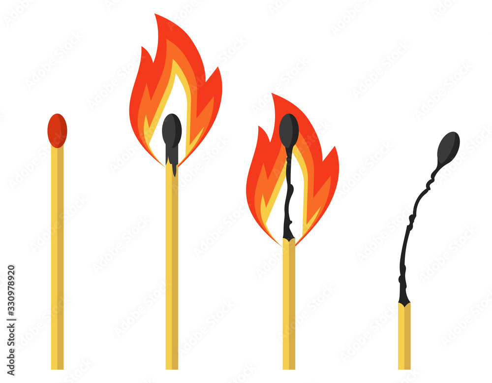 Set of matches. Objects in cartoon style isolated on white background. Set of matches. Objects in cartoon style isolated on white background.