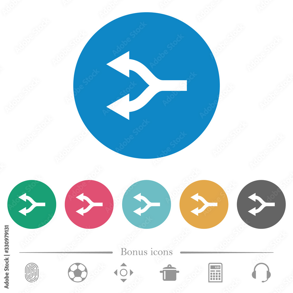 Split arrows left flat round icons Split arrows left flat round icons