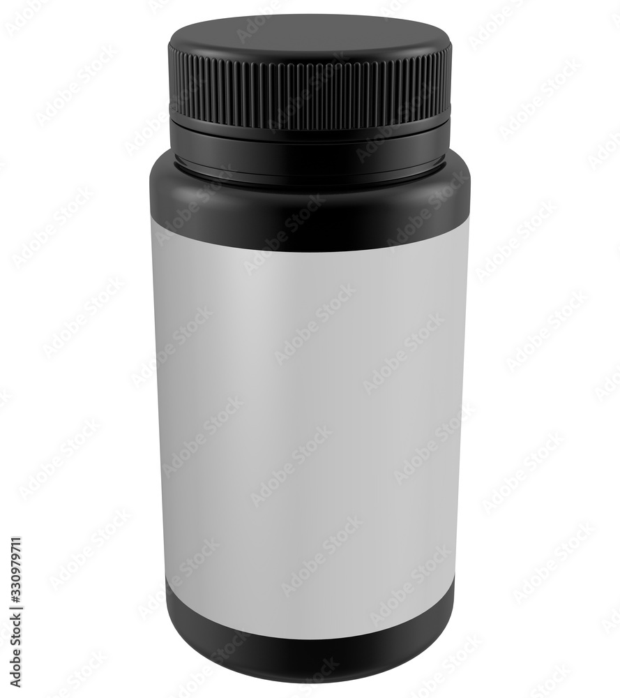 Realistic 3D Bottle Mock Up Template on White Background.3D Rendering Realistic 3D Bottle Mock Up Template on White Background.3D Rendering