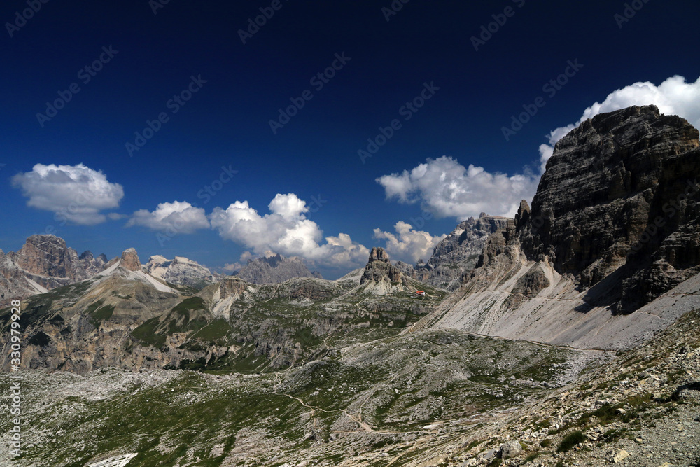 Mount Paterno peak in Dolomites, Italy