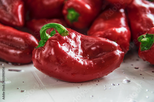 red peppers on a plate photo