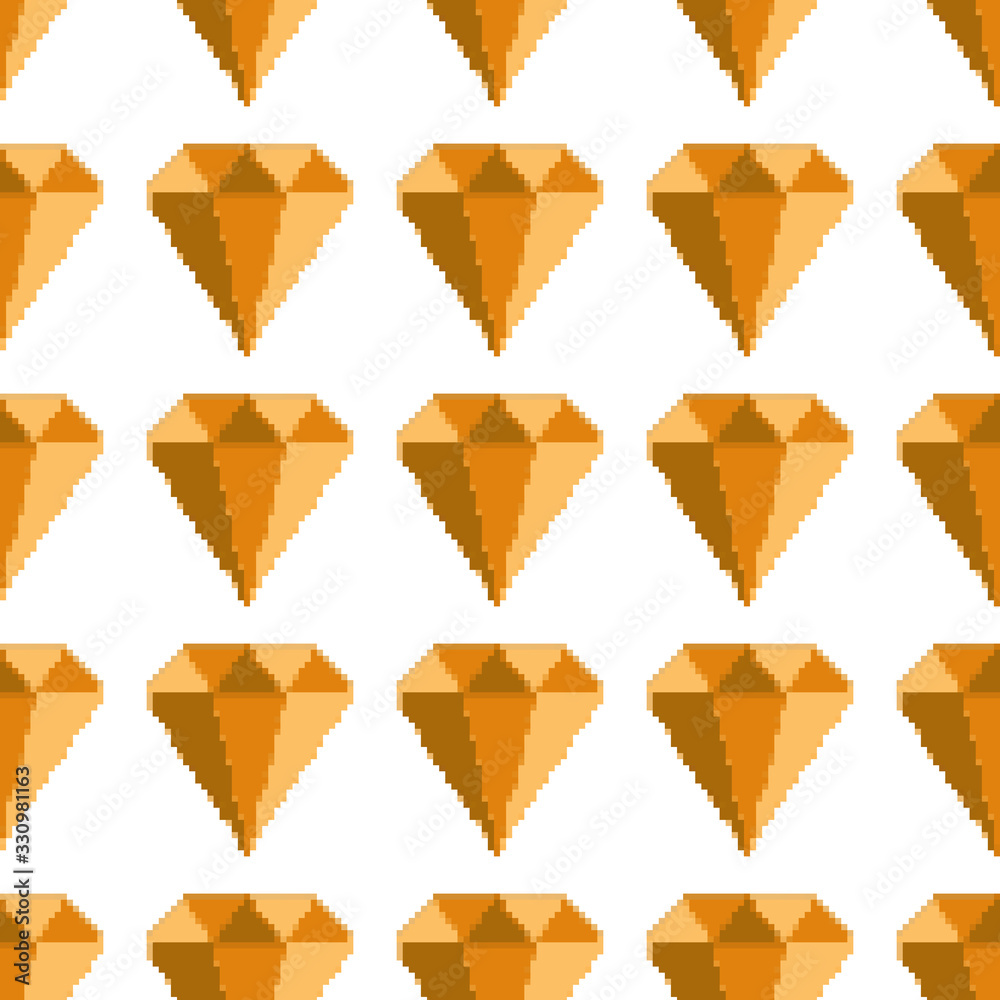 Vector pattern with diamonds. Pixel gemstones, gem jewels and diamonds, jewelry precious stones seamless pattern. Pixel art 8 bit. Vector pattern with diamonds. Pixel gemstones, gem jewels and diamonds, jewelry precious stones seamless pattern. Pixel art 8 bit.