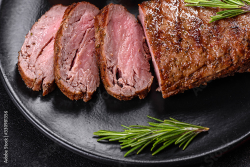 Ribeye steak with potatoes, onions and cherry tomatoes