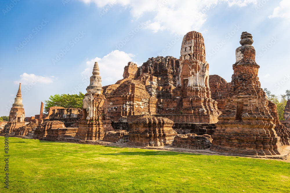 Landscape of Wat Mahathat in Buddhist temple Is a temple built in ancient times at Ayutthaya near Bangkok. Thailand Landscape of Wat Mahathat in Buddhist temple Is a temple built in ancient times at Ayutthaya near Bangkok. Thailand