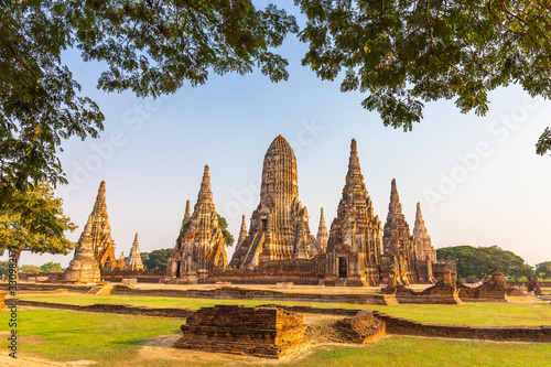 Landscape of Wat Chai Watthanaram Temple in Buddhist temple Is a temple built in ancient times at Ayutthaya near Bangkok. Thailand