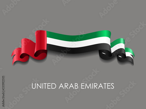 United Arab Emirates flag wavy ribbon background. Vector illustration.