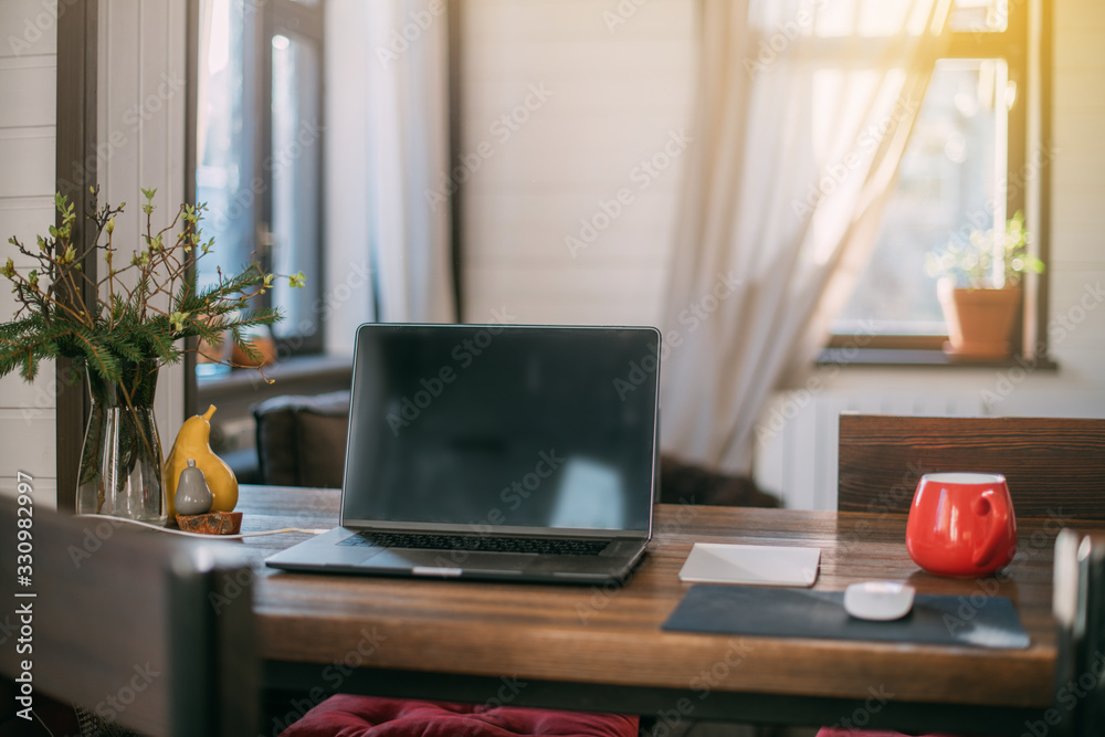 Fototapeta premium Workplace at home. Work from home.