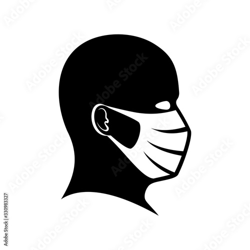 Man icon in a protective mask on a white background.