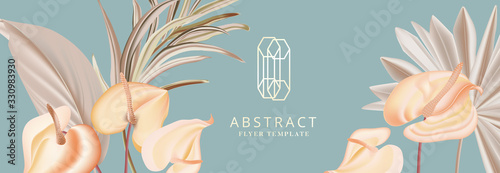 Lily calla realistic vector illustration in Vector 2020. Watercolor floral art for cosmetics, spa, perfume, aroma, wedding invitation. Horizontal summer poster, greeting cards, headers, website