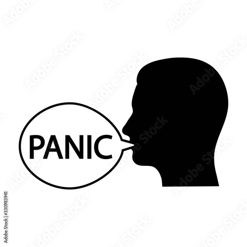 illustration of a man fanning a panic on a white background