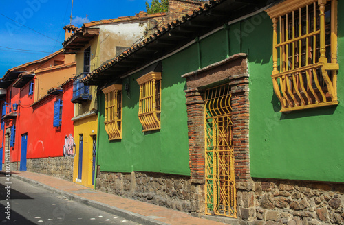 Colorful houses in narrow street, Bogotá, Colombia