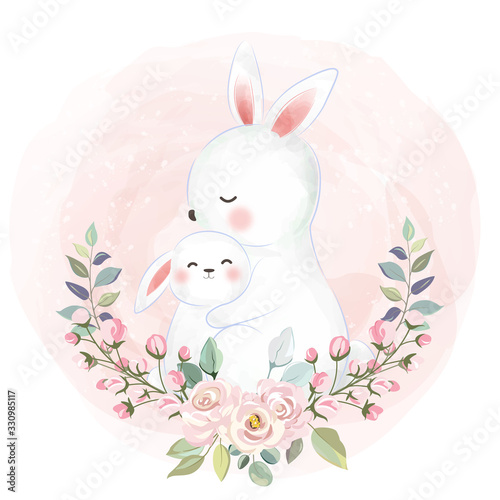 adorable motherhood illustration, animal clipart, baby shower decoration, woodland illustration