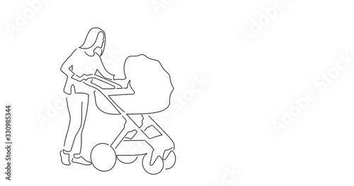 Wallpaper Mural Maternity line drawing, animated illustration design. Maternity collection. Torontodigital.ca