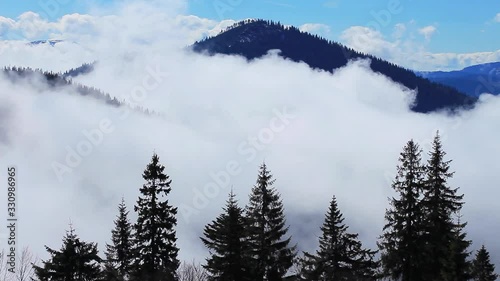 Time lapse at Sinevir lake in Carpatian mountains photo