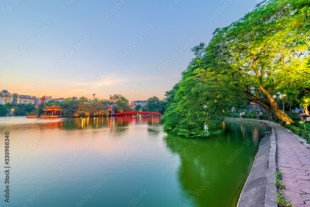 The Huc Bridge in the Lake of the Returned Sword, Vietnam