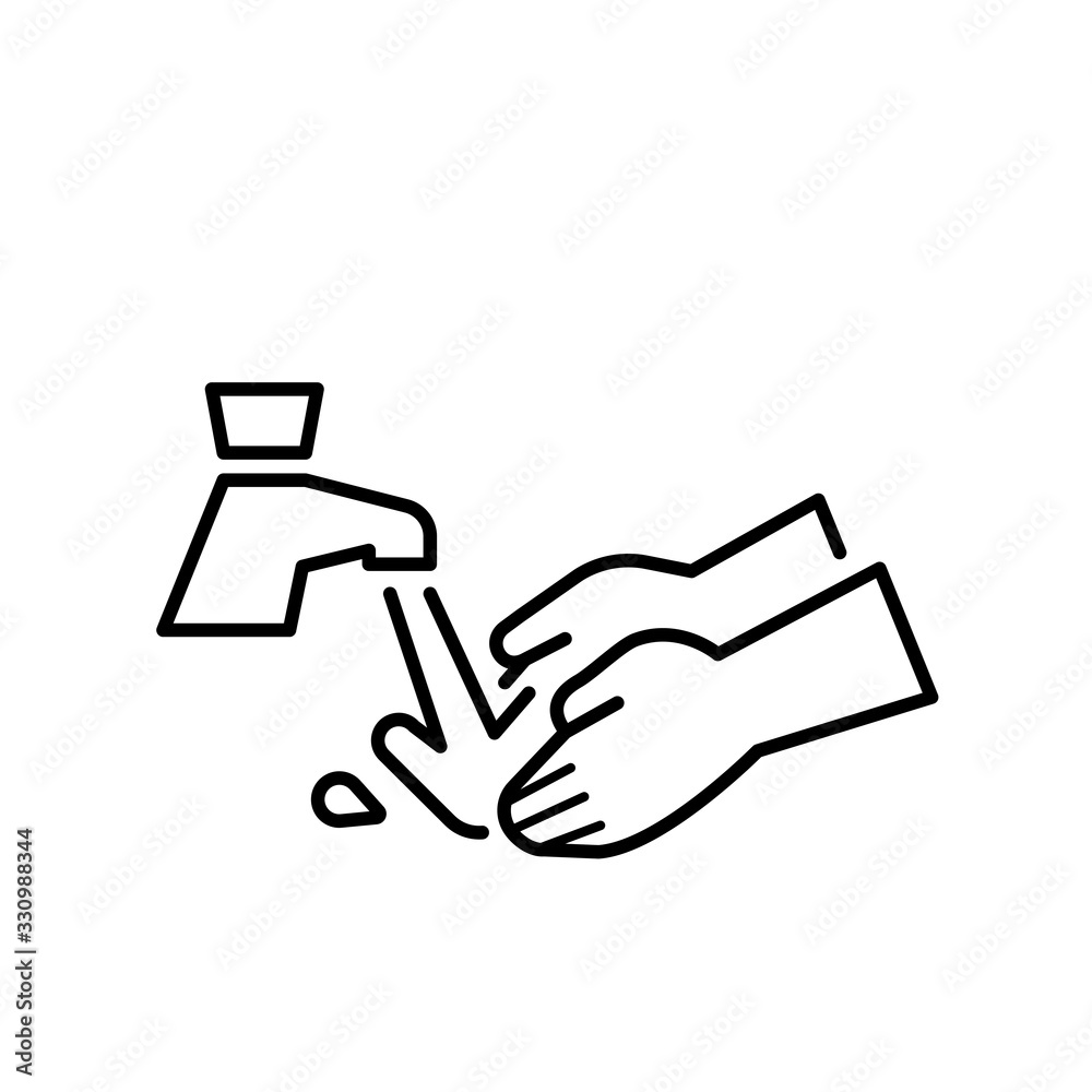 Hand washing with water tap icon Hand washing with water tap icon